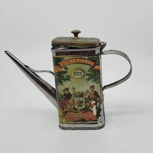 Vintage Huile D'Olive Vierge Clarifiee Vercherin Olive Oil Tin with Lid & spout